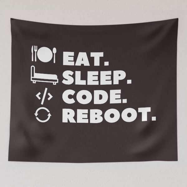 Item preview, Eat, Sleep, Code, Reboot merch (Livelihood merch) designed and sold by Wanderers'  Arcadia.