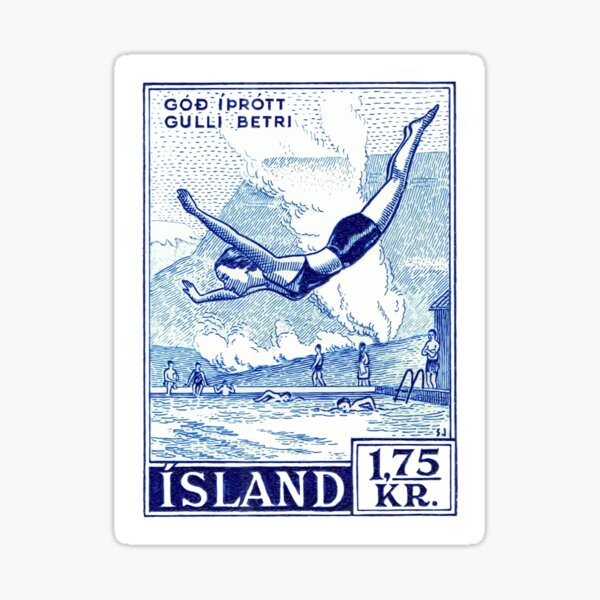 Item preview,  1955 ICELAND Water Sports Postage Stamp designed and sold by retrographics.