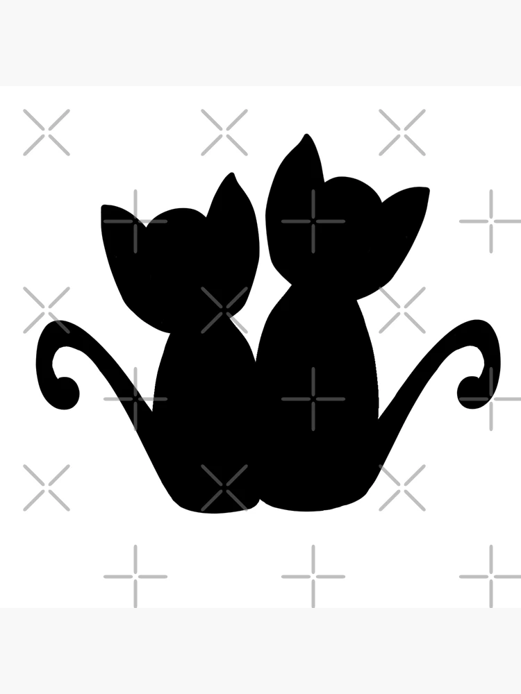 Greeting card of two cats with heart shaped tails ~ Clip Art #103033879