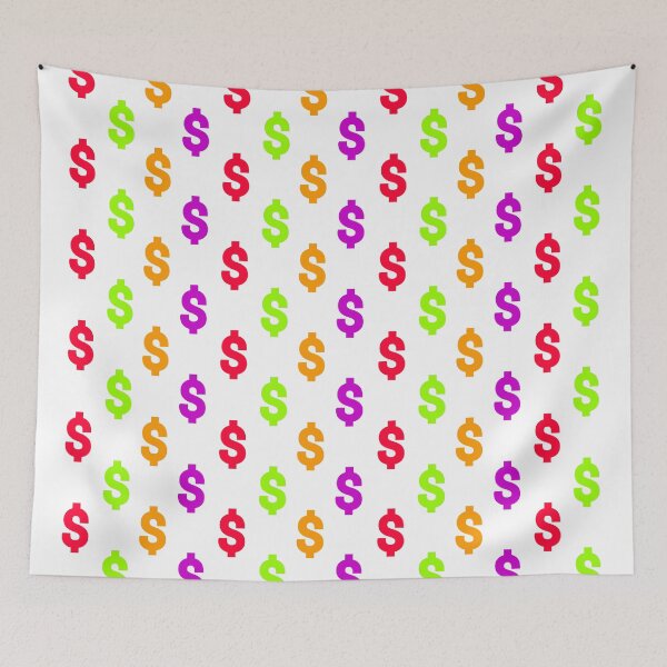 Item preview, Multicolored dollar sign pattern on white background designed and sold by Stéphane  Thirion.