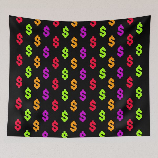 Item preview, Multicolored dollar sign pattern on black background designed and sold by Stéphane  Thirion.