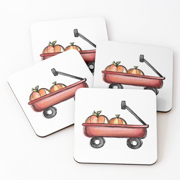 Item preview, Fall Autumn Little Red Wagon with Pumpkins designed and sold by bbpatterns.