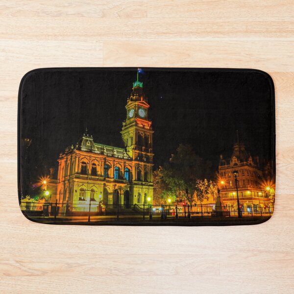Item preview, Old Bendigo Town Hall and Shamrock Hotel at Night designed and sold by Steven Jodoin.