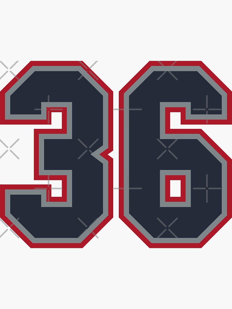 36 Navy Grey Red Sports Number Thirty-Six Sticker for Sale by HelloFromAja