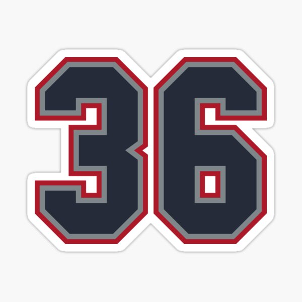 36 Navy Grey Red Sports Number Thirty-Six Sticker for Sale by HelloFromAja
