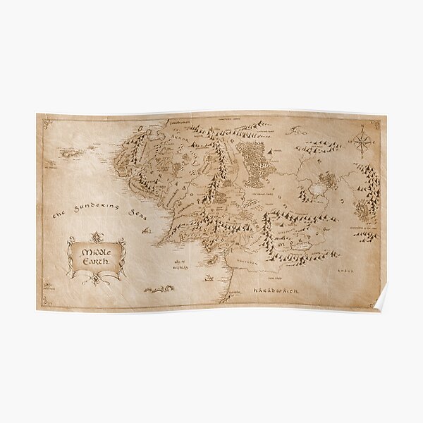 Tolkien Map of Middle Earth Poster