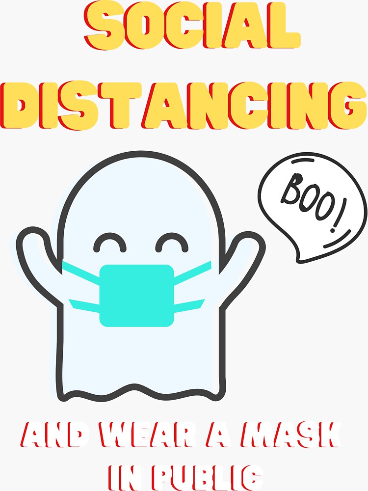 "Social Distancing And Wear A Mask In Public Funny Halloween v2" Sticker for Sale by Wiwat