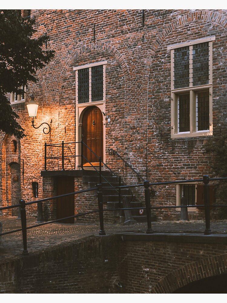 "Amersfoort walled historic Dutch city house entrance in the evening" Sticker for Sale by