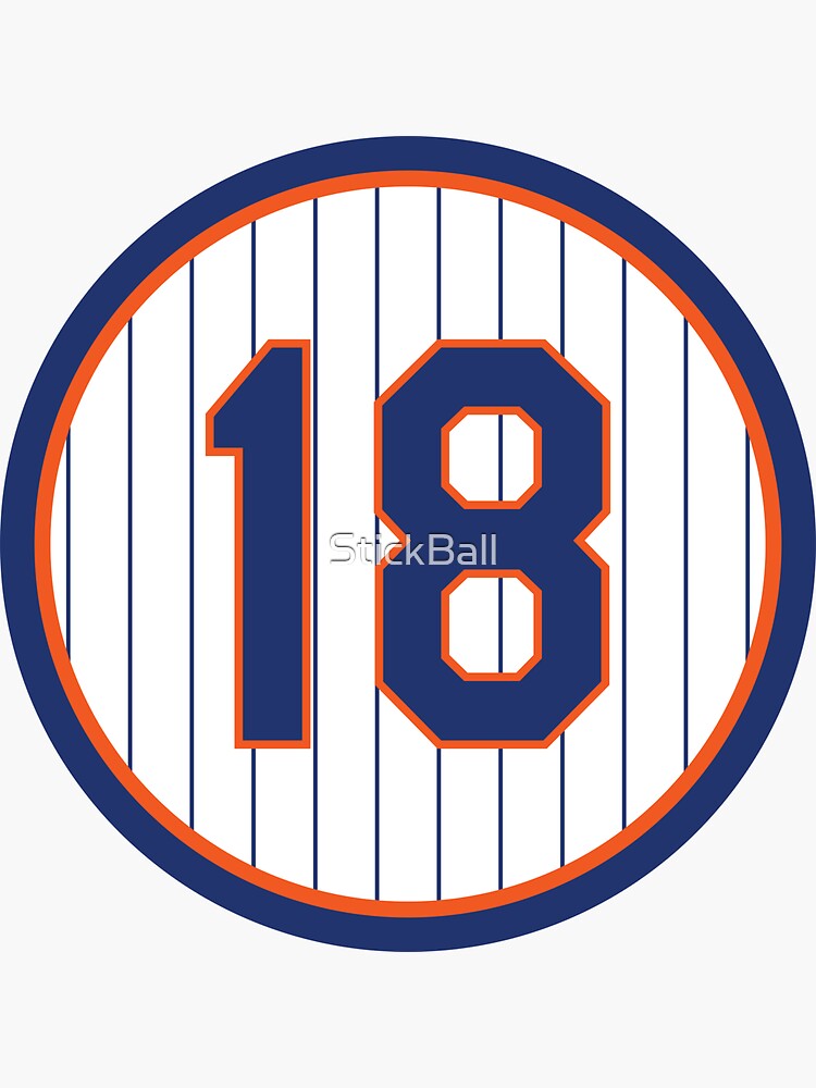 Darryl Strawberry #18 Jersey Number Sticker for Sale by StickBall