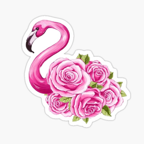 Flamingo Flowers Stickers Redbubble - i made a flower shop on bloxburg gardening update roblox youtube