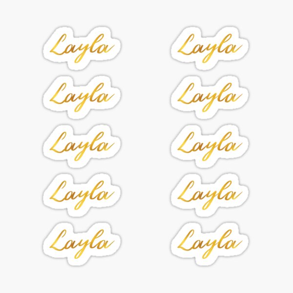 "Layla Name Hand Lettering in Faux Gold Letters, Pack of 10" Sticker