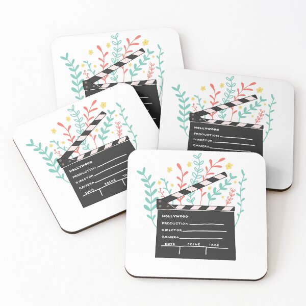 Cute Clapperboard Flower Chic Coasters (Set of 4)