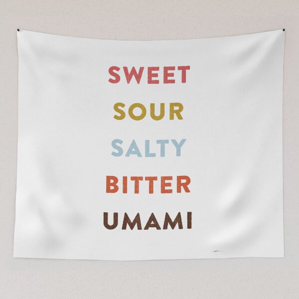 Item preview, A Tasteful Kitchen Art Print, food typography featuring all 5 flavours designed and sold by the50ftsnail.