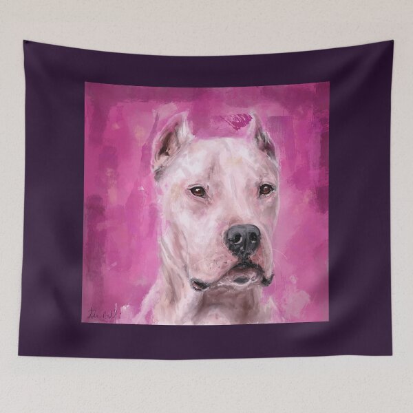 Item preview, Painting of A Dogo Argentino on Pink Magenta Backround designed and sold by ibadishi.