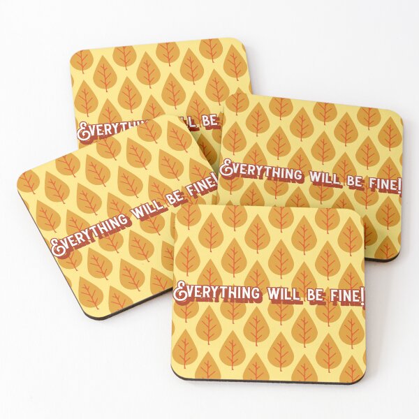 Item preview, Everything Will Be Fine Featuring An Inspiring Quote with Leaf Pattern designed and sold by S Y N T H R E A L M.
