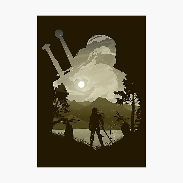 Geralt the Witcher Minimalist Illusion art Photographic Print