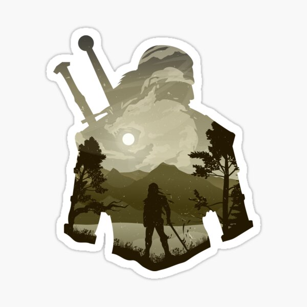 Art illusion minimaliste de Geralt the Witcher Sticker