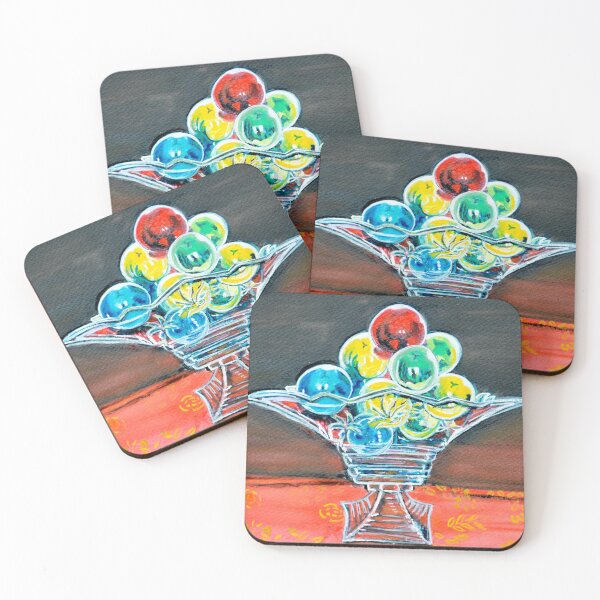 Item preview, Still life christmas baubles in glass vase watercolor painting Painting designed and sold by artbymanjiri.