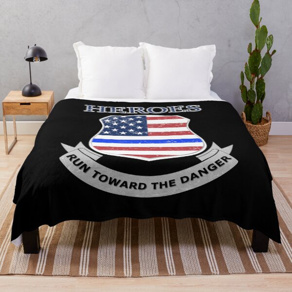Item preview, Thin Blue Line American Flag, Blue Lives Matter, Heroes Run Toward Danger designed and sold by King-Novelties.