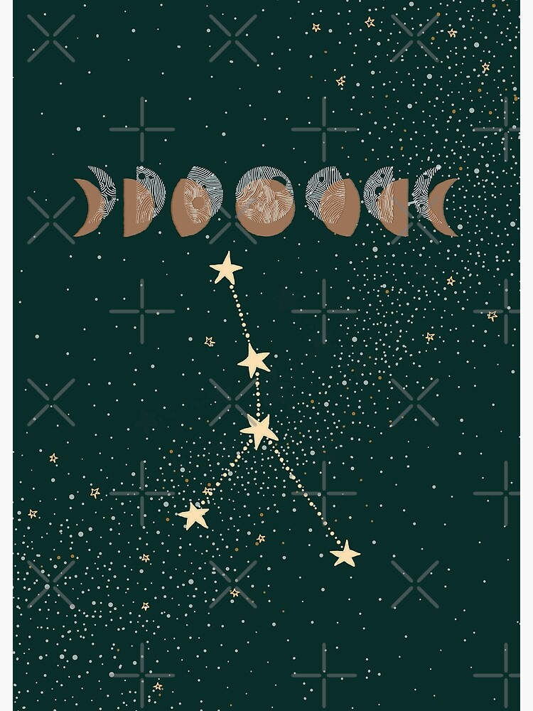 Cancer Moon phases night sky. Horoscope art