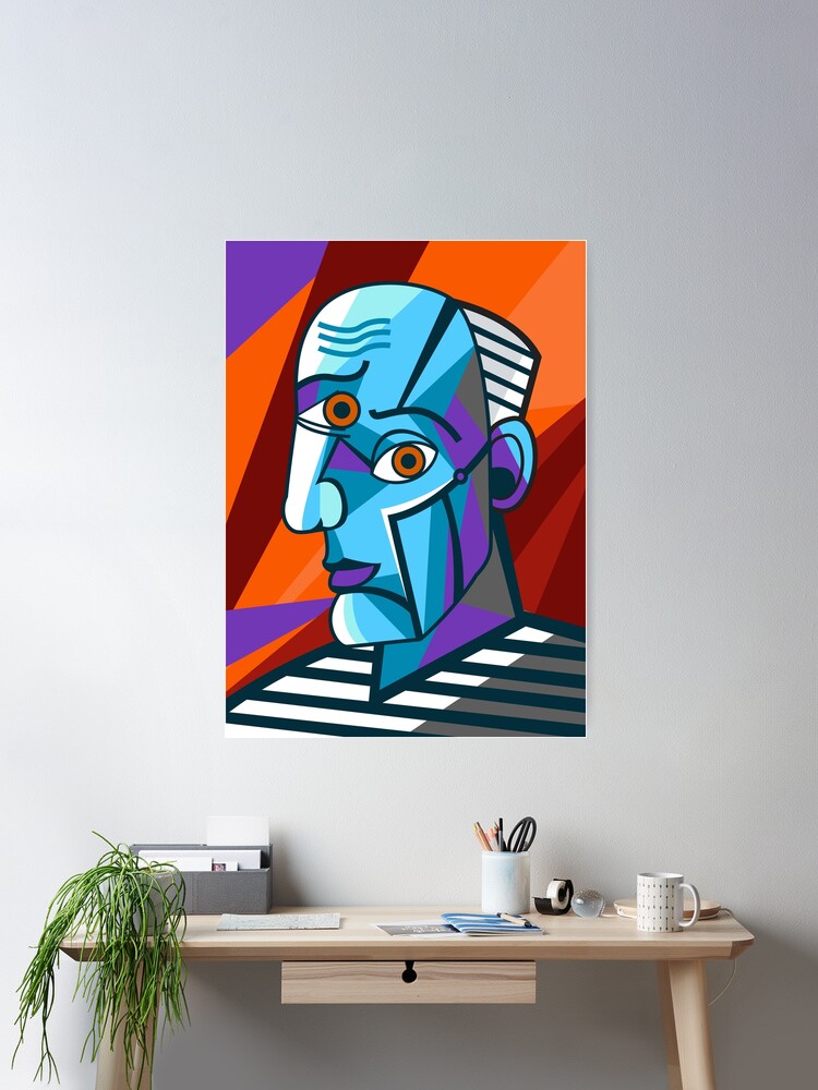 Cubism 'Cold Senior' Face Portrait 