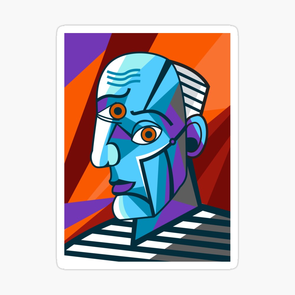 Cubism 'Cold Senior' Face Portrait 