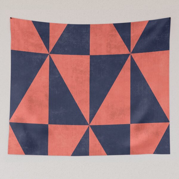 Item preview, Geometric Triangle Pattern - Coral, Blue Concrete designed and sold by Zoltan Ratko.