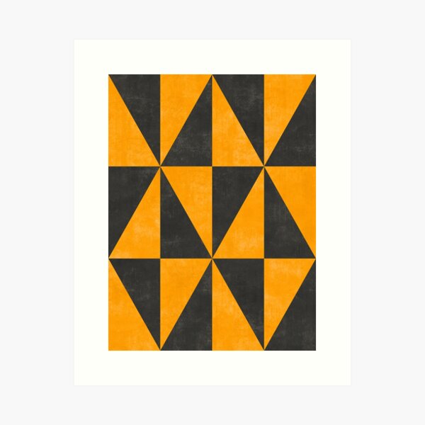 Item preview, Geometric Triangle Pattern - Yellow, Grey Concrete designed and sold by Zoltan Ratko.