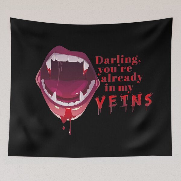 Item preview, Darling You Are Already In My Veins Vampire Bloody Mouth Quote designed and sold by borderland.