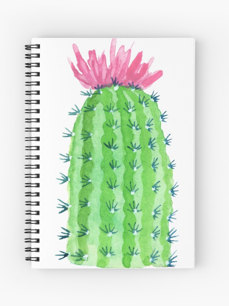 Cuaderno de espiral «Planta de desierto de cactus verde brillante con  dibujo de flor rosa» de Rodrigo-Novelo | Redbubble