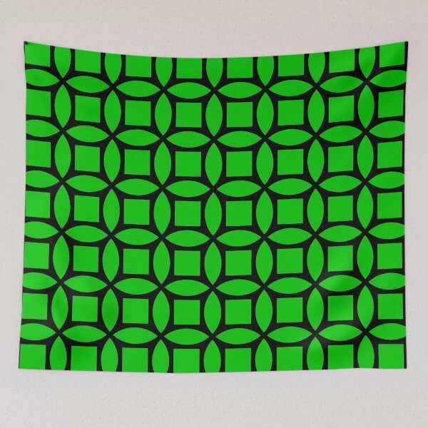Item preview, Geometric Pattern: Intersect Square: Black/Green designed and sold by Red Wolf.