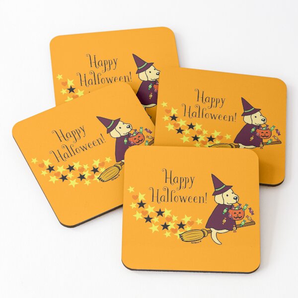 Item preview, Halloween Yellow Labrador and Broom designed and sold by HappyLabradors.