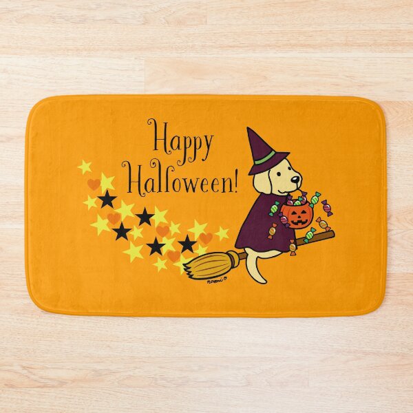 Item preview, Halloween Yellow Labrador and Broom designed and sold by HappyLabradors.