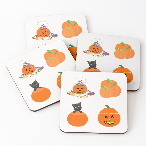 Item preview, Halloween Pumpkins, Candy and Black Cat (White Background) designed and sold by ArtByLM.