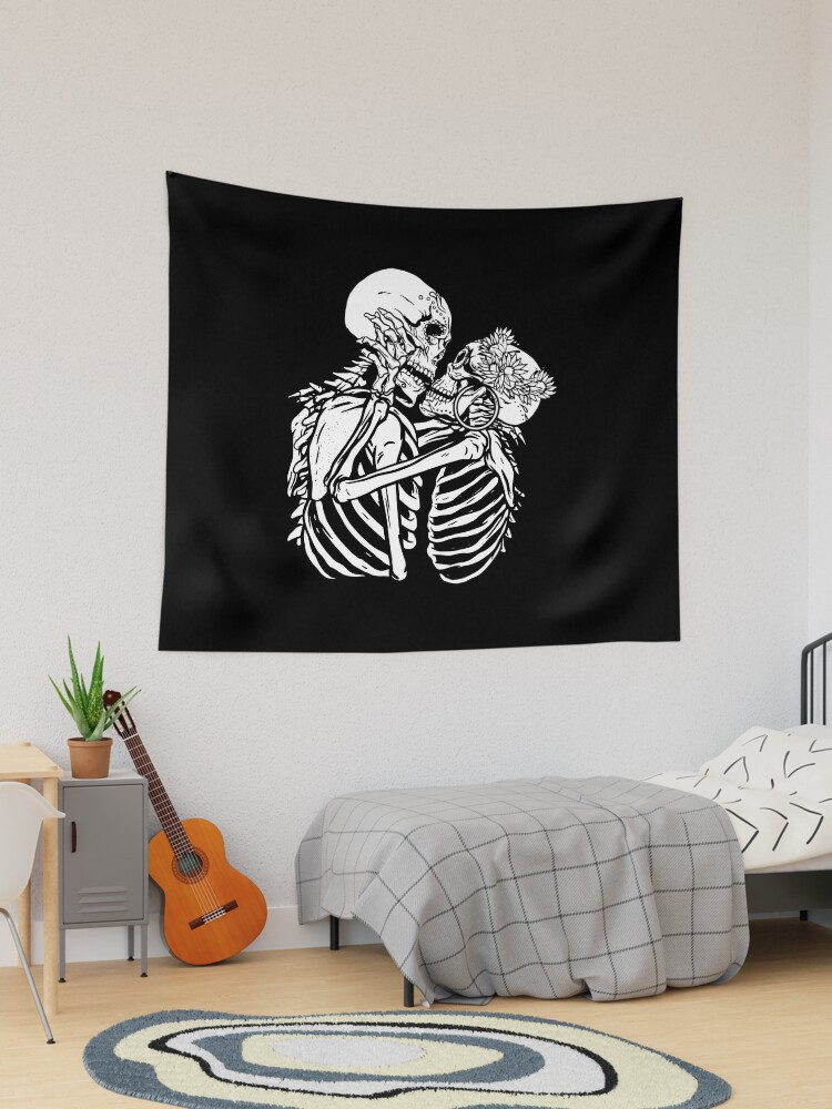 Two skeletons kissing discount tapestry