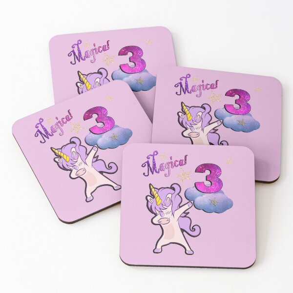 Item preview, Unicorn Birthday for 3 Year Old Girls Magical 3 Dancing Cute Birthday Theme Unicorns designed and sold by tamdevo1.