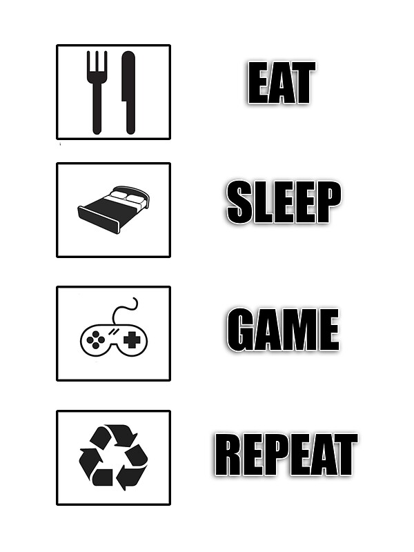 "Eat, Sleep, Game, Repeat" Stickers by Seapeekay | Redbubble