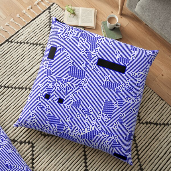 Blue Circuit Floor Pillow