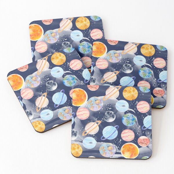 Item preview, Planets | Watercolor | Navy Texture designed and sold by Harpley Design Studio.