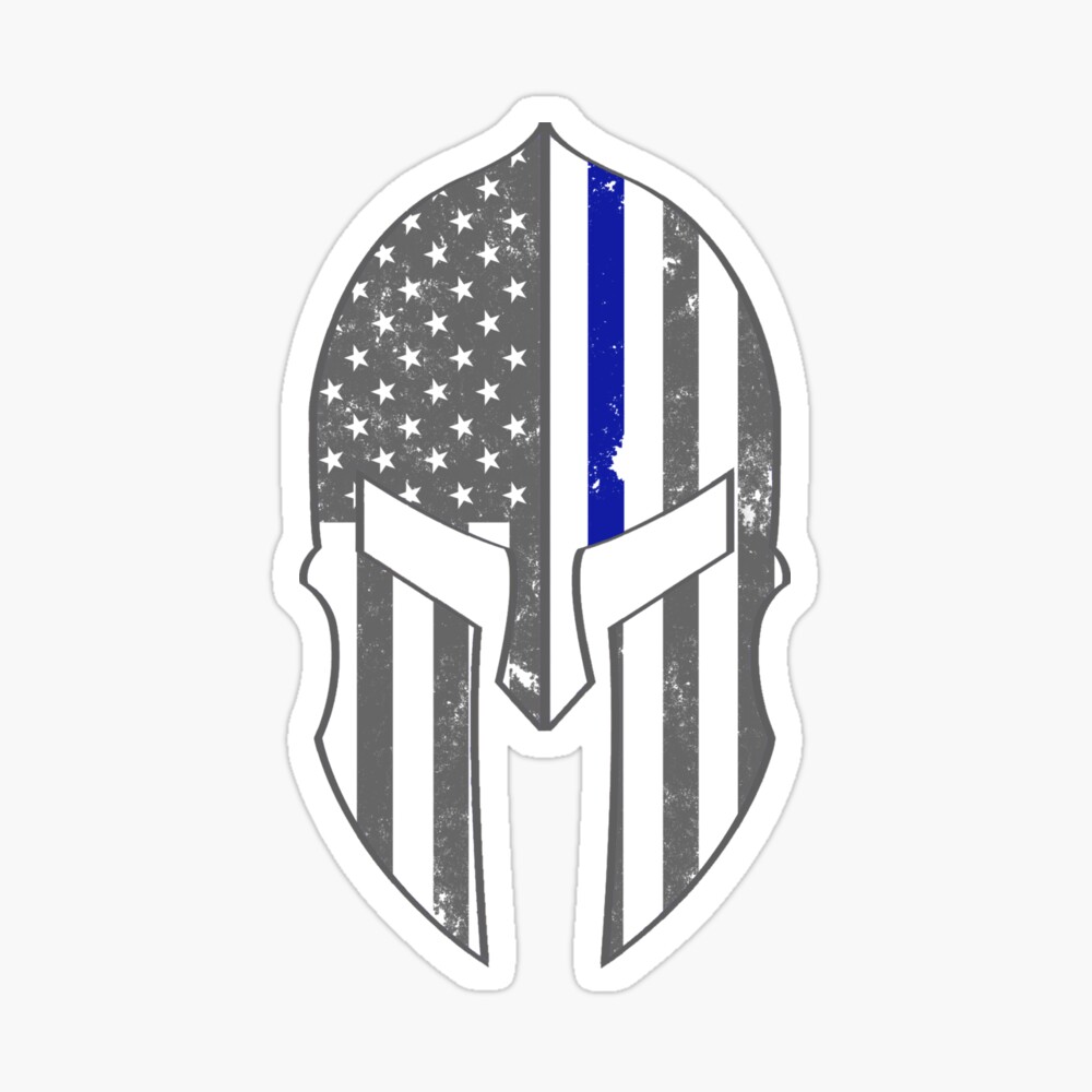 Thin Blue Line Spartan Helmet Sign – Sign Store