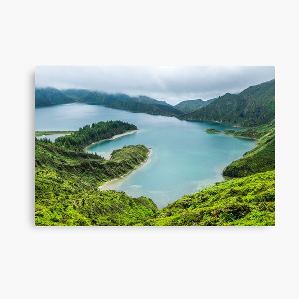Lake in the mist, Azores, Portugal Canvas Print