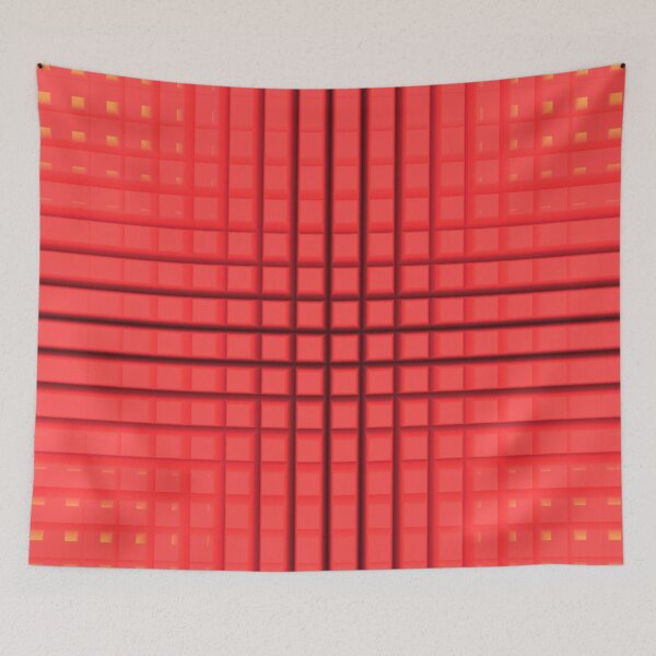 Item preview, Scarlet Cross Grid - Digital Abstract Art 3d Cube Pattern designed and sold by Dator-Abstracts.