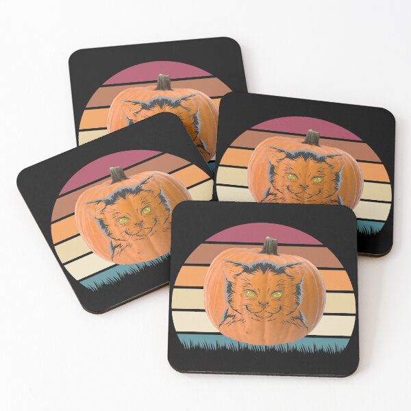 Item preview, Halloween Cat Face On A Pumpkin Retro designed and sold by DELMEO.
