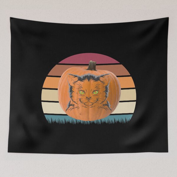 Item preview, Halloween Cat Face On A Pumpkin Retro designed and sold by DELMEO.