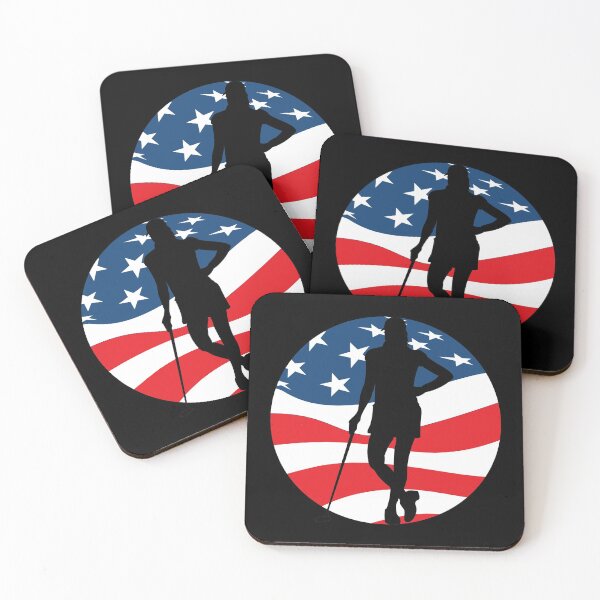 Item preview, Female Golfer USA Vintage American Flag Funny Ladies Golfing Tee Off designed and sold by larspat.