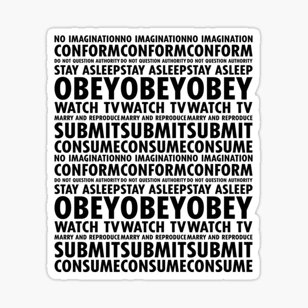 They Live subliminal hidden messages collection by John Carpenter, 1988 Sticker