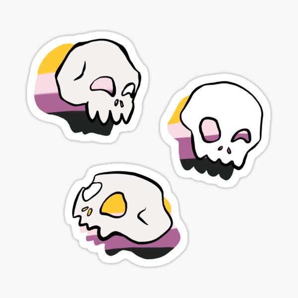 Item preview, Nonbinary Pride Skull Set designed and sold by Echsentanz.