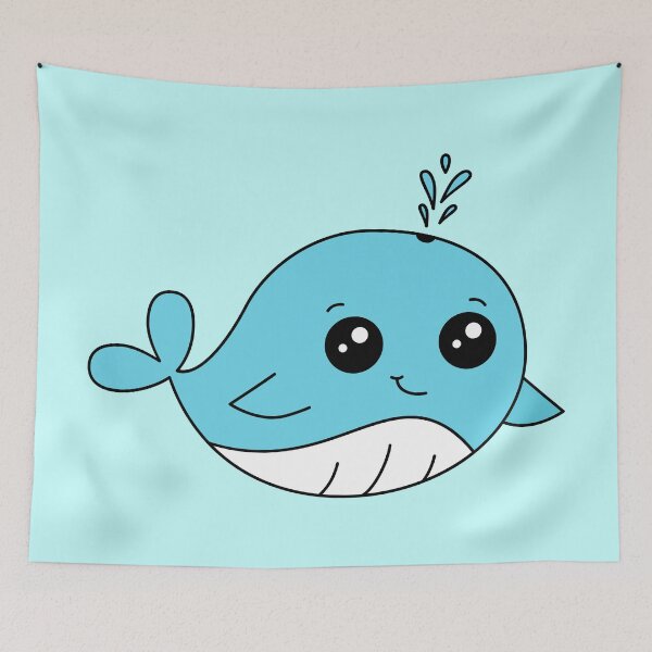 Item preview, Cute blue whale in Kawaii style.  designed and sold by TashaVector.