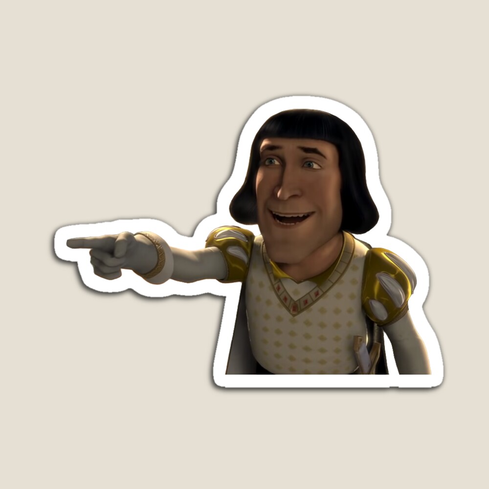 Farquaad pointing Sticker for Sale by TastyBurger12 | Redbubble