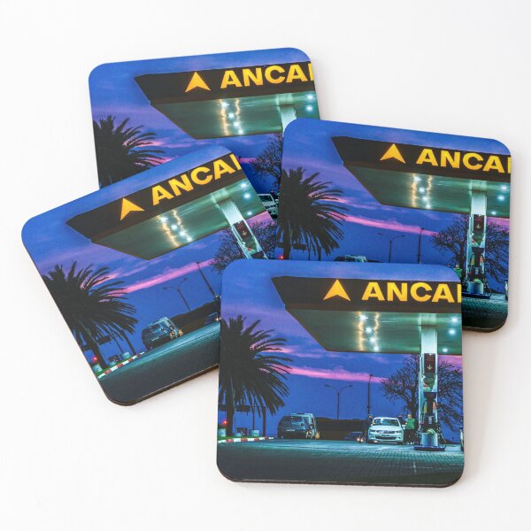 Item preview, Night Scene Gas Station Building, Montevideo, Uruguay designed and sold by DFLC Prints.